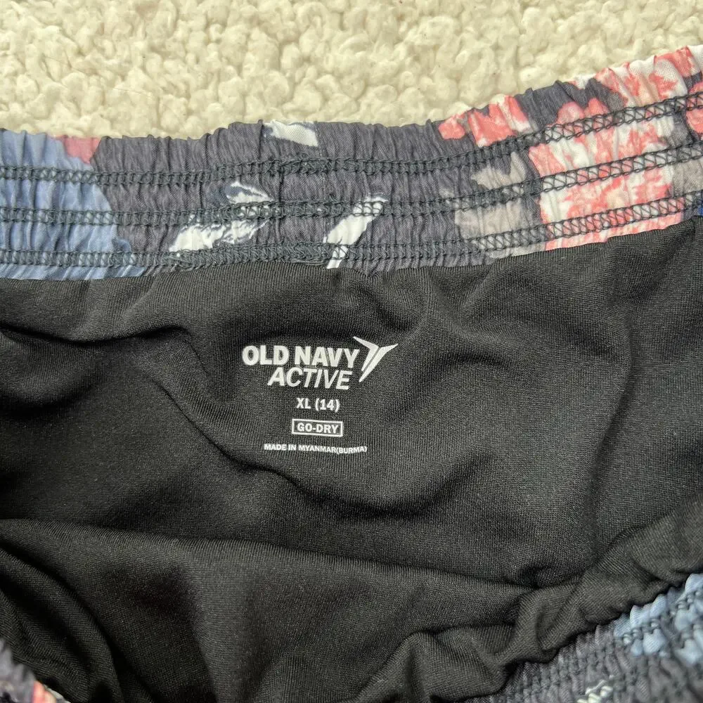 Old Navy Active Black Floral Running Shorts XL Girls 14